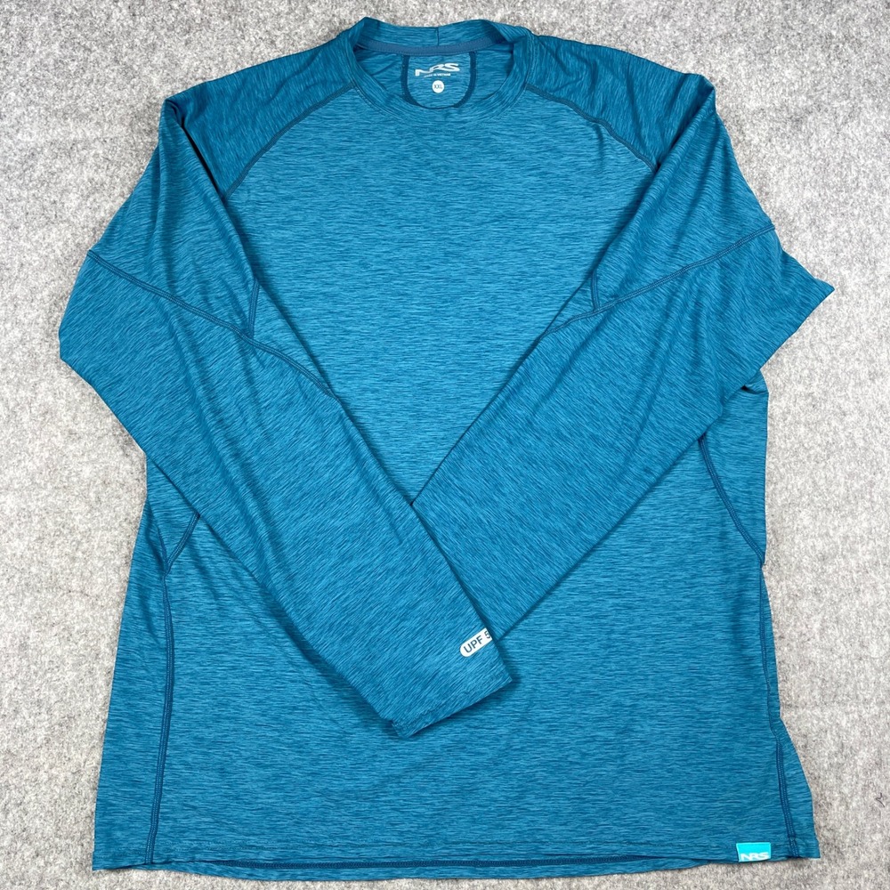 NRS Performance Shirt Men's XXL UPF 50+‎ Teal Blue Rash Guard Long Sleeve
